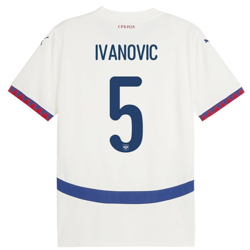Danxen Damen Serbien Mijat Ivanovic #5 Weiß Auswärtstrikot Trikot 24-26 T-Shirt Schweiz