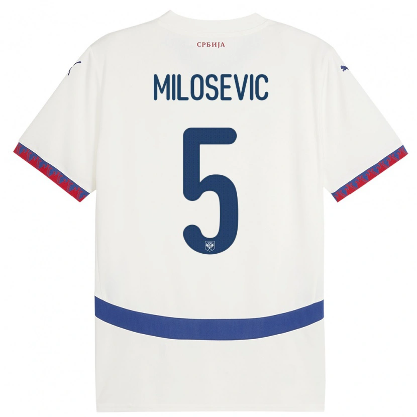 Danxen Damen Serbien Jovan Milosevic #5 Weiß Auswärtstrikot Trikot 24-26 T-Shirt Schweiz