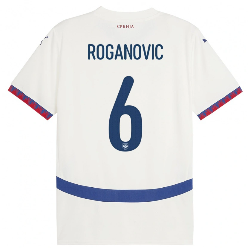 Danxen Damen Serbien Vuk Roganovic #6 Weiß Auswärtstrikot Trikot 24-26 T-Shirt Schweiz
