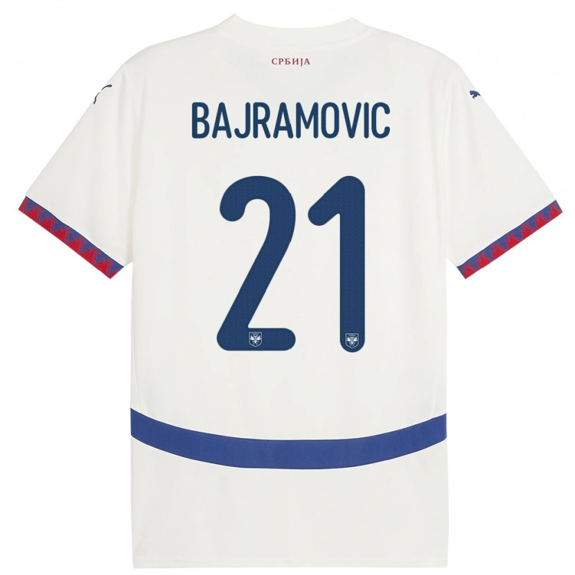 Danxen Damen Serbien Eldin Bajramovic #21 Weiß Auswärtstrikot Trikot 24-26 T-Shirt Schweiz