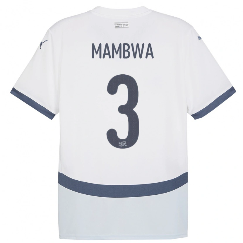 Danxen Damen Schweiz Olivier Mambwa #3 Weiß Auswärtstrikot Trikot 24-26 T-Shirt Schweiz