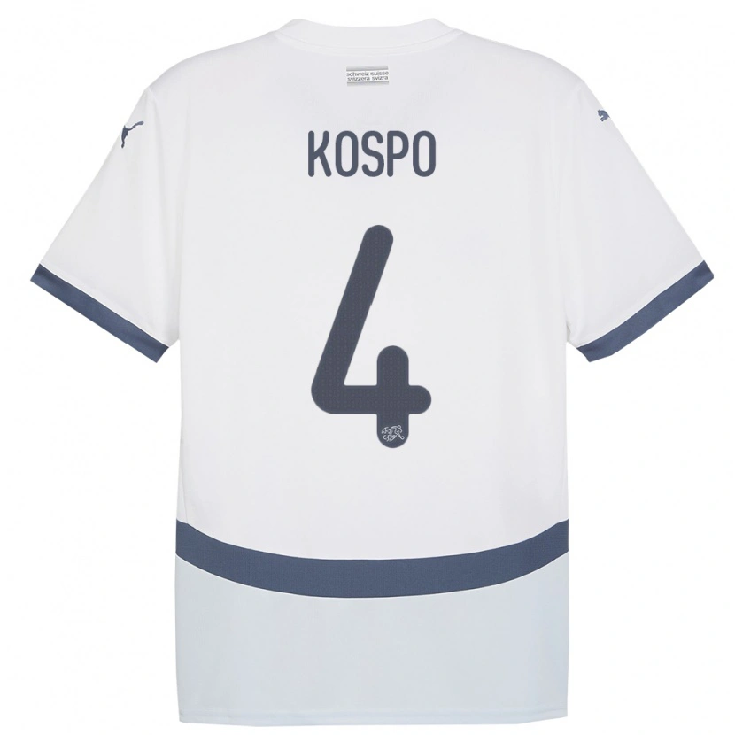 Danxen Damen Schweiz Eman Kospo #4 Weiß Auswärtstrikot Trikot 24-26 T-Shirt Schweiz