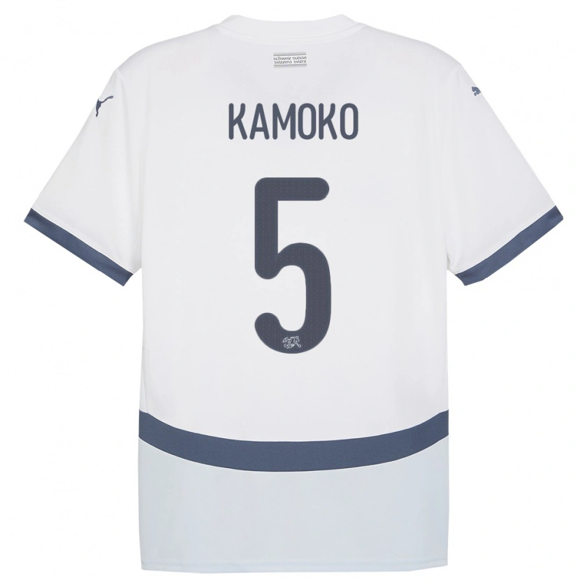 Danxen Damen Schweiz Elohim Kamoko #5 Weiß Auswärtstrikot Trikot 24-26 T-Shirt Schweiz