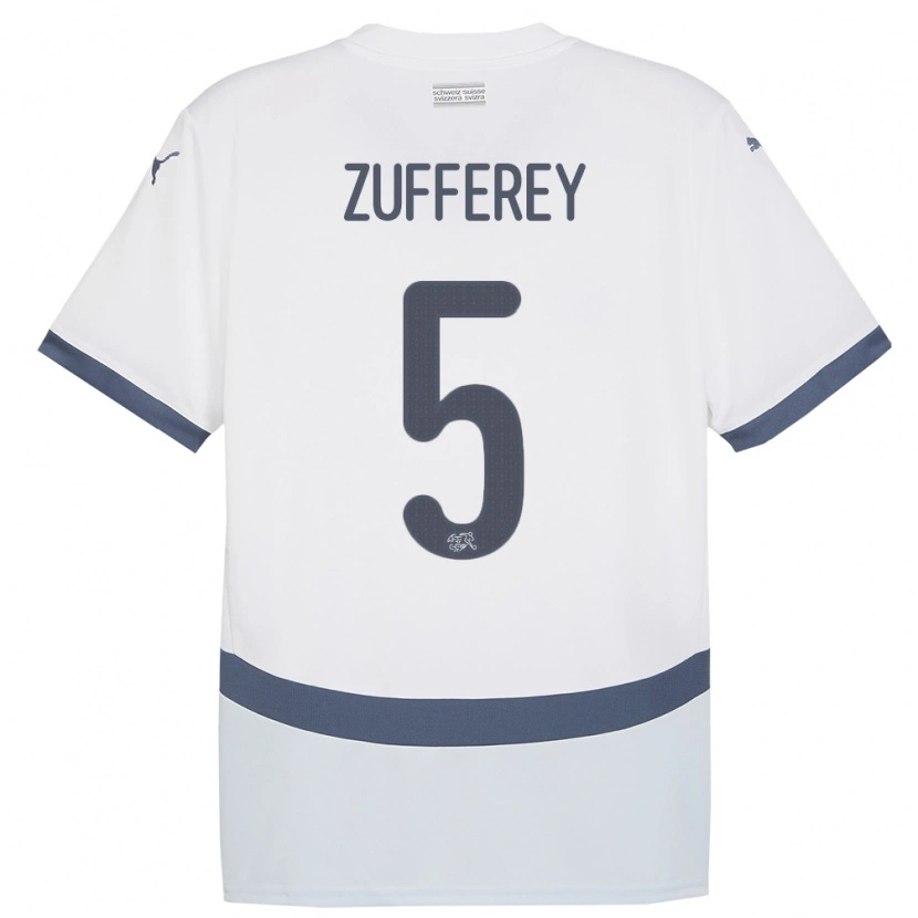 Danxen Damen Schweiz Gil Zufferey #5 Weiß Auswärtstrikot Trikot 24-26 T-Shirt Schweiz