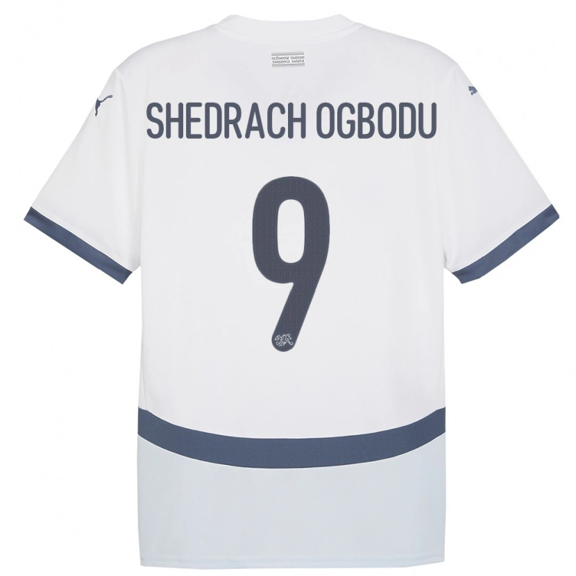 Danxen Damen Schweiz Nathaniel Shedrach Ogbodu #9 Weiß Auswärtstrikot Trikot 24-26 T-Shirt Schweiz