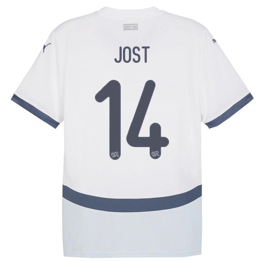Danxen Damen Schweiz Tristan Jost #14 Weiß Auswärtstrikot Trikot 24-26 T-Shirt Schweiz