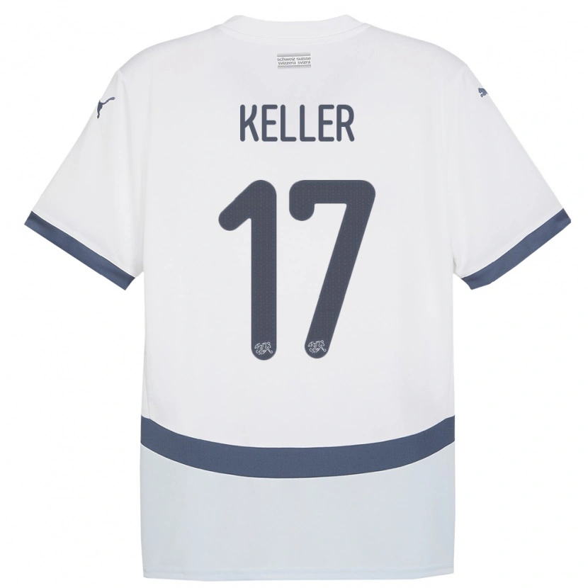 Danxen Damen Schweiz Aaron Keller #17 Weiß Auswärtstrikot Trikot 24-26 T-Shirt Schweiz
