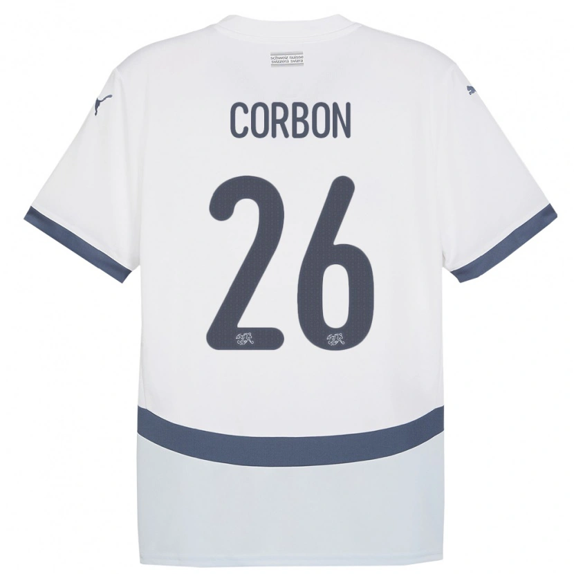 Danxen Damen Schweiz Max Corbon #26 Weiß Auswärtstrikot Trikot 24-26 T-Shirt Schweiz