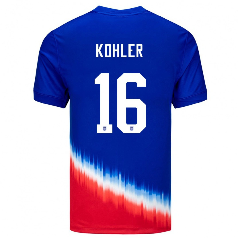 Danxen Damen Vereinigte Staaten Ethan Kohler #16 Blau Auswärtstrikot Trikot 24-26 T-Shirt Schweiz