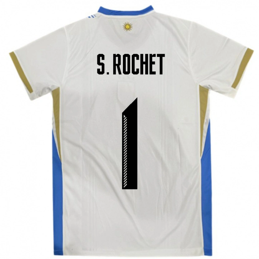 Danxen Damen Uruguay Sergio Rochet #1 Weiß Blau Auswärtstrikot Trikot 24-26 T-Shirt Schweiz