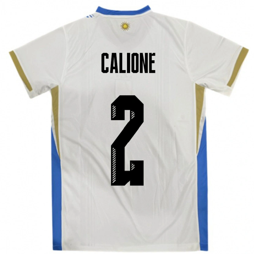 Danxen Damen Uruguay Paolo Calione #2 Weiß Blau Auswärtstrikot Trikot 24-26 T-Shirt Schweiz