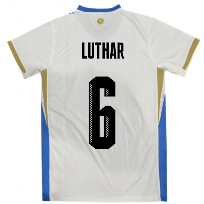 Danxen Damen Uruguay Thiago Luthar #6 Weiß Blau Auswärtstrikot Trikot 24-26 T-Shirt Schweiz