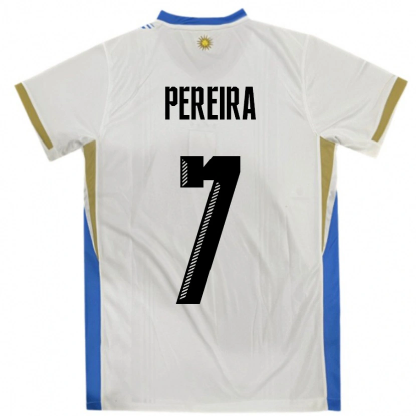 Danxen Damen Uruguay Bruno Pereira #7 Weiß Blau Auswärtstrikot Trikot 24-26 T-Shirt Schweiz