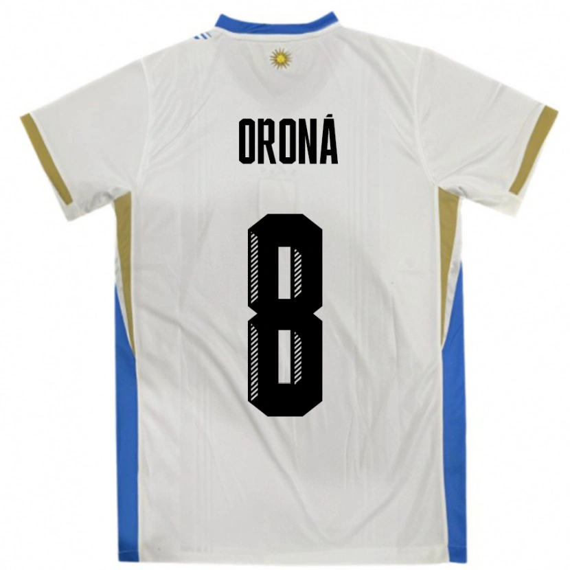 Danxen Damen Uruguay Marco Oroná #8 Weiß Blau Auswärtstrikot Trikot 24-26 T-Shirt Schweiz