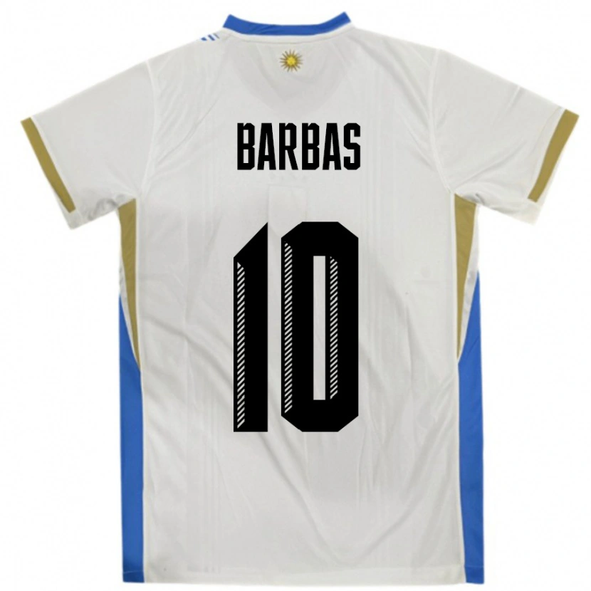 Danxen Damen Uruguay Germán Barbas #10 Weiß Blau Auswärtstrikot Trikot 24-26 T-Shirt Schweiz