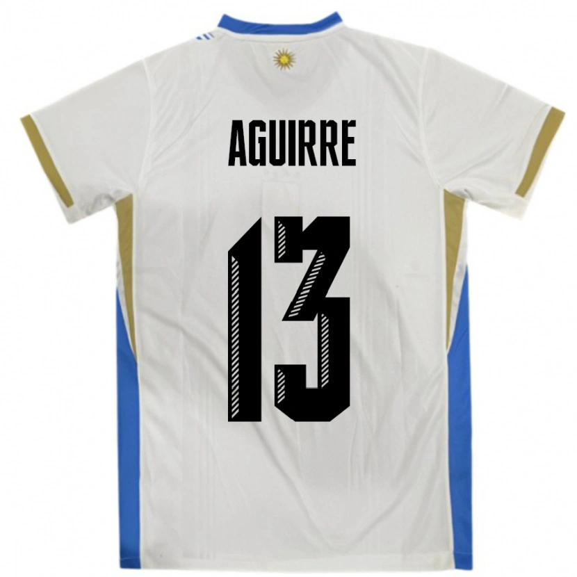 Danxen Damen Uruguay Joaquin Aguirre #13 Weiß Blau Auswärtstrikot Trikot 24-26 T-Shirt Schweiz