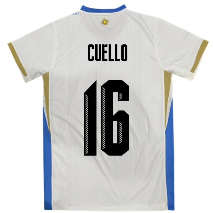 Danxen Damen Uruguay Erico Cuello #16 Weiß Blau Auswärtstrikot Trikot 24-26 T-Shirt Schweiz