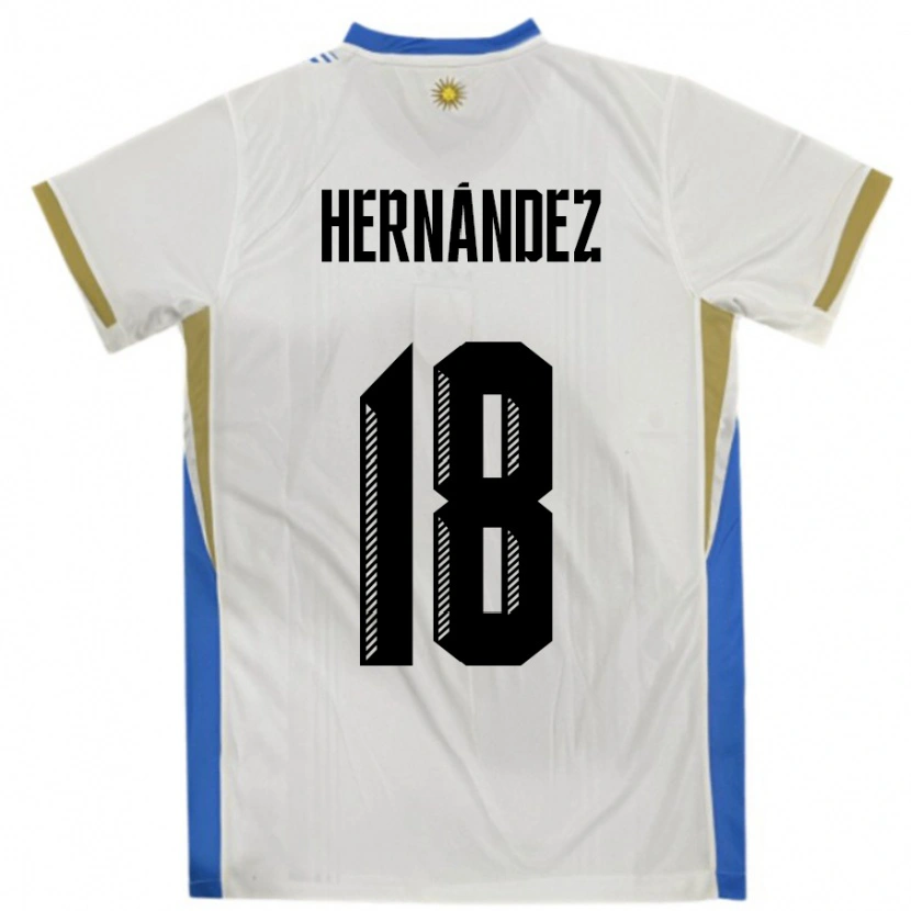 Danxen Damen Uruguay Tomás Hernández #18 Weiß Blau Auswärtstrikot Trikot 24-26 T-Shirt Schweiz