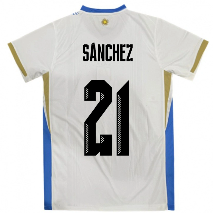 Danxen Damen Uruguay Renzo Sánchez #21 Weiß Blau Auswärtstrikot Trikot 24-26 T-Shirt Schweiz