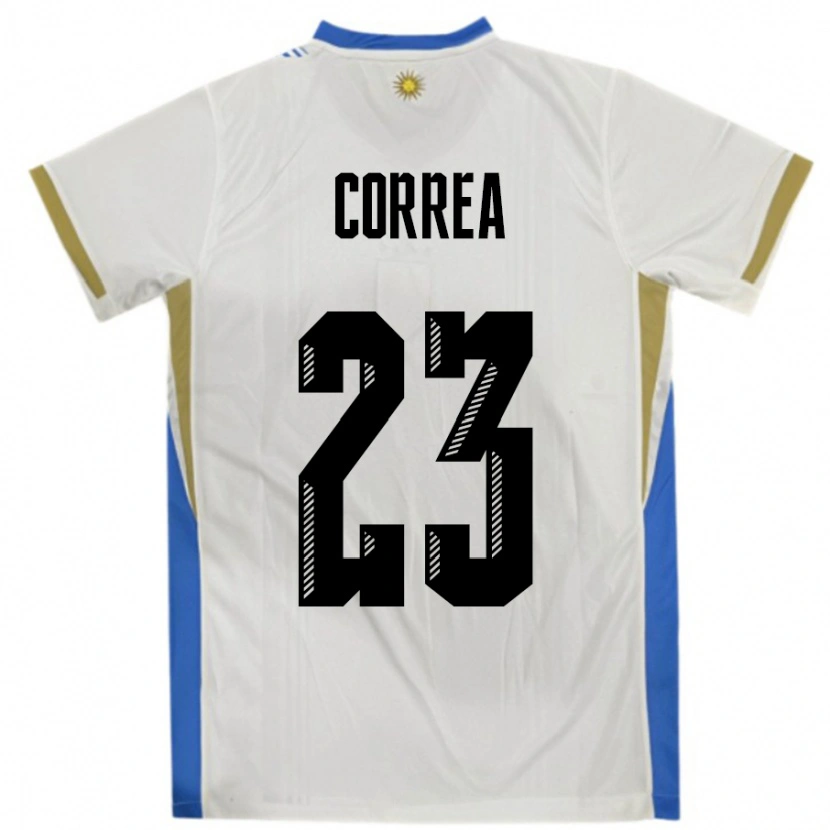 Danxen Damen Uruguay Fabrizio Correa #23 Weiß Blau Auswärtstrikot Trikot 24-26 T-Shirt Schweiz