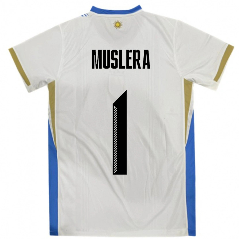 Danxen Damen Uruguay Fernando Muslera #1 Weiß Blau Auswärtstrikot Trikot 24-26 T-Shirt Schweiz