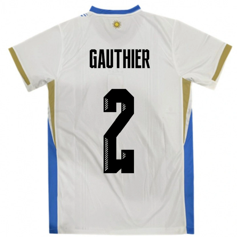 Danxen Damen Uruguay Valentin Gauthier #2 Weiß Blau Auswärtstrikot Trikot 24-26 T-Shirt Schweiz