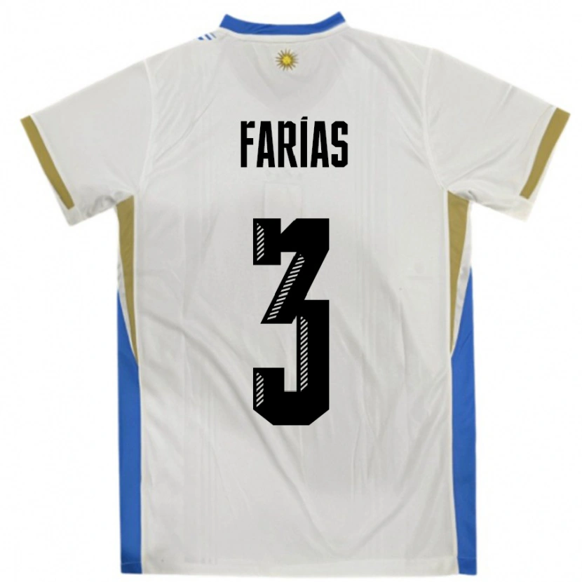 Danxen Damen Uruguay Daiana Farias #3 Weiß Blau Auswärtstrikot Trikot 24-26 T-Shirt Schweiz