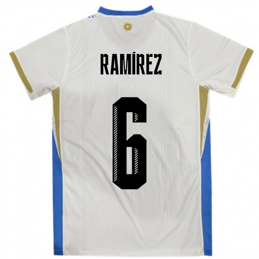 Danxen Damen Uruguay Sindy Ramirez #6 Weiß Blau Auswärtstrikot Trikot 24-26 T-Shirt Schweiz
