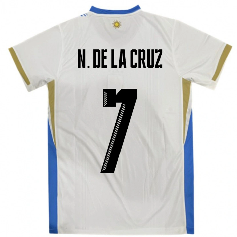 Danxen Damen Uruguay Nicolas De La Cruz #7 Weiß Blau Auswärtstrikot Trikot 24-26 T-Shirt Schweiz