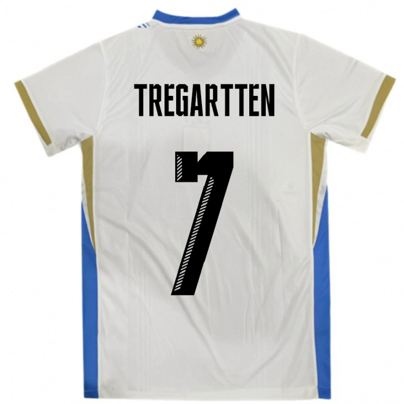 Danxen Damen Uruguay Stephanie Tregartten #7 Weiß Blau Auswärtstrikot Trikot 24-26 T-Shirt Schweiz