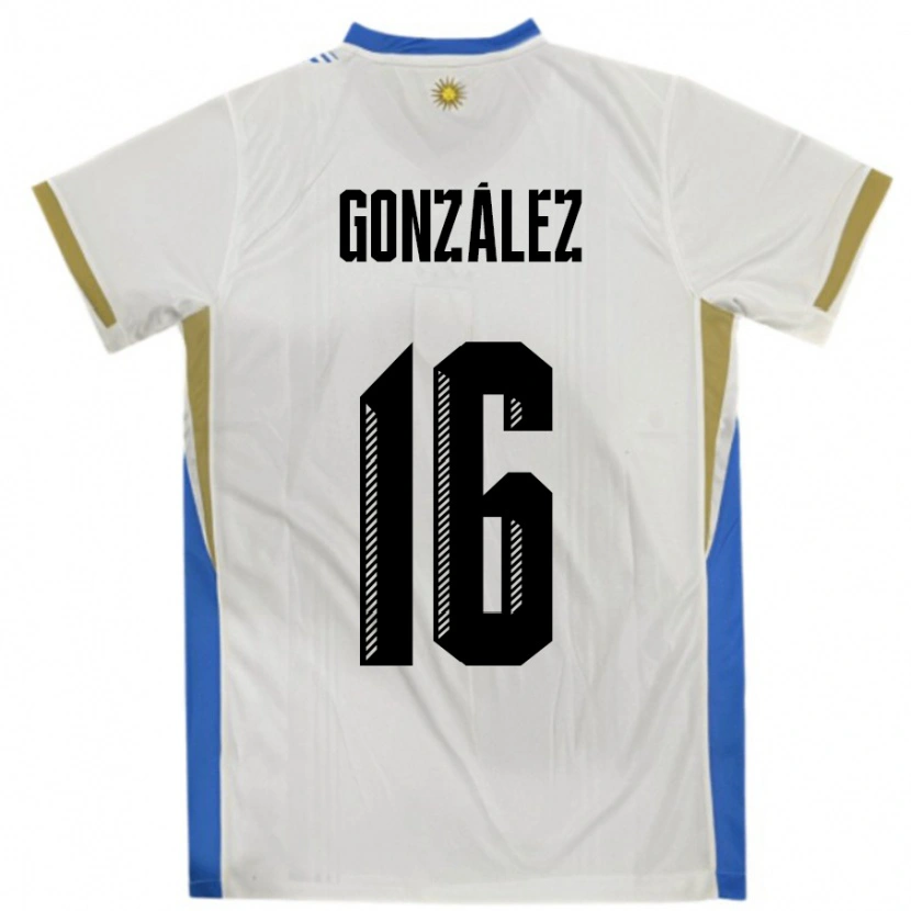 Danxen Damen Uruguay Lorena Gonzalez #16 Weiß Blau Auswärtstrikot Trikot 24-26 T-Shirt Schweiz