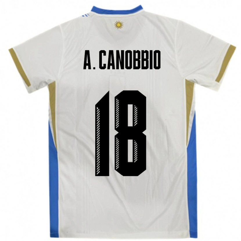 Danxen Damen Uruguay Agustin Canobbio #18 Weiß Blau Auswärtstrikot Trikot 24-26 T-Shirt Schweiz