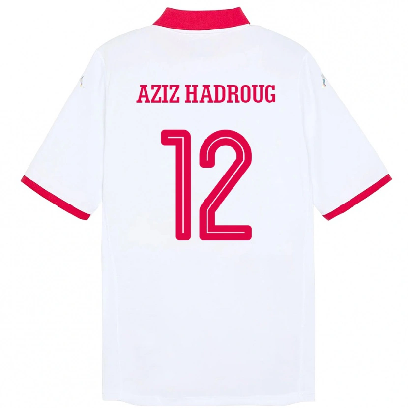 Danxen Damen Tunesien Mohamed Aziz Hadroug #12 Weiß Auswärtstrikot Trikot 24-26 T-Shirt Schweiz