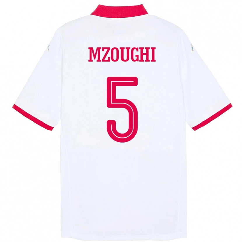 Danxen Damen Tunesien Iskander Mzoughi #5 Weiß Auswärtstrikot Trikot 24-26 T-Shirt Schweiz