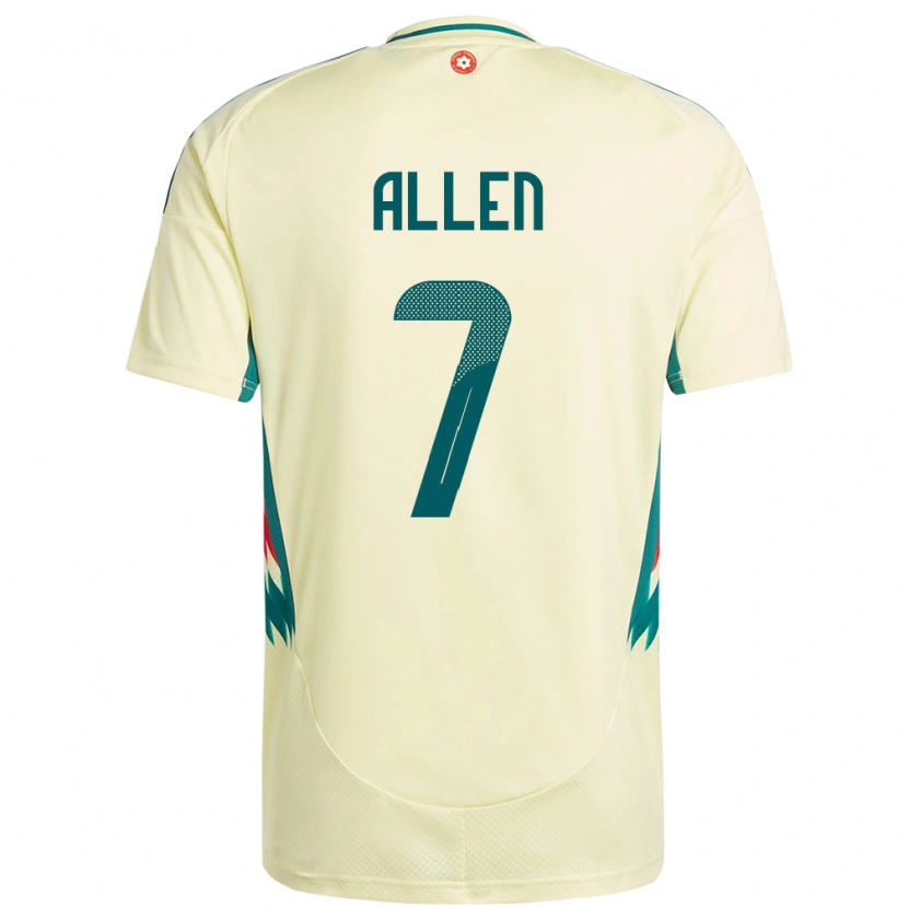 Danxen Damen Wales Joe Allen #7 Beige Gelb Auswärtstrikot Trikot 24-26 T-Shirt Schweiz