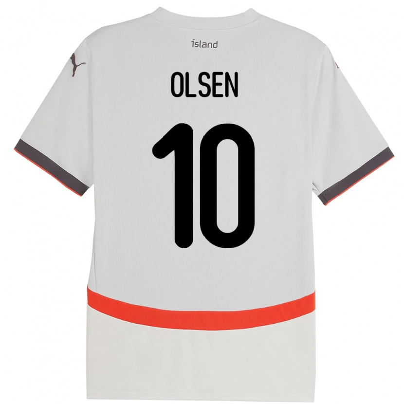 Danxen Damen Island Gunnar Olsen #10 Weiß Auswärtstrikot Trikot 24-26 T-Shirt Schweiz