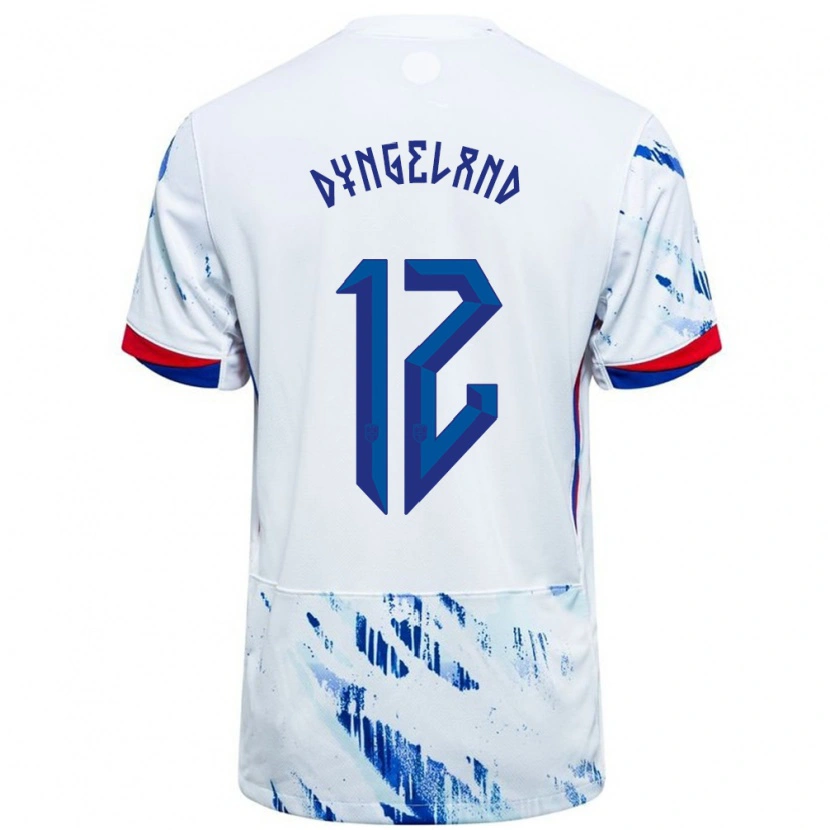 Danxen Damen Norwegen Mathias Dyngeland #12 Weiß Blau Auswärtstrikot Trikot 24-26 T-Shirt Schweiz