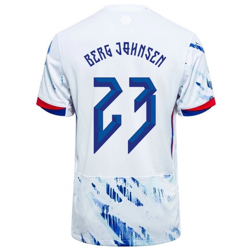 Danxen Damen Norwegen Lasse Berg Johnsen #23 Weiß Blau Auswärtstrikot Trikot 24-26 T-Shirt Schweiz