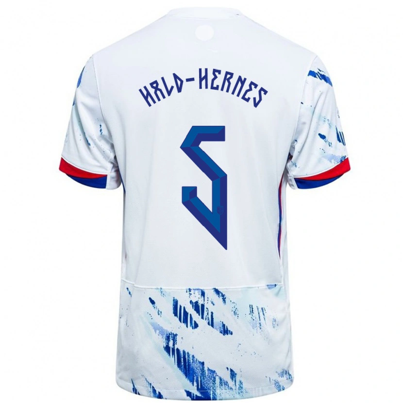 Danxen Damen Norwegen Ulrik Hald-Hernes #5 Weiß Blau Auswärtstrikot Trikot 24-26 T-Shirt Schweiz