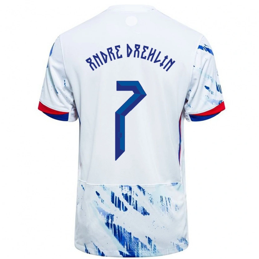 Danxen Damen Norwegen Kevin André Dæhlin #7 Weiß Blau Auswärtstrikot Trikot 24-26 T-Shirt Schweiz