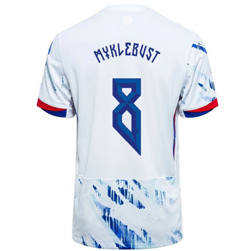 Danxen Damen Norwegen Lucas Myklebust #8 Weiß Blau Auswärtstrikot Trikot 24-26 T-Shirt Schweiz