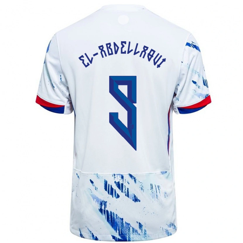 Danxen Damen Norwegen Jones El-Abdellaoui #9 Weiß Blau Auswärtstrikot Trikot 24-26 T-Shirt Schweiz