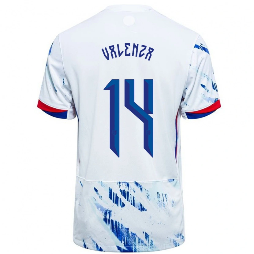Danxen Damen Norwegen William Kaldråstøyl Valenza #14 Weiß Blau Auswärtstrikot Trikot 24-26 T-Shirt Schweiz