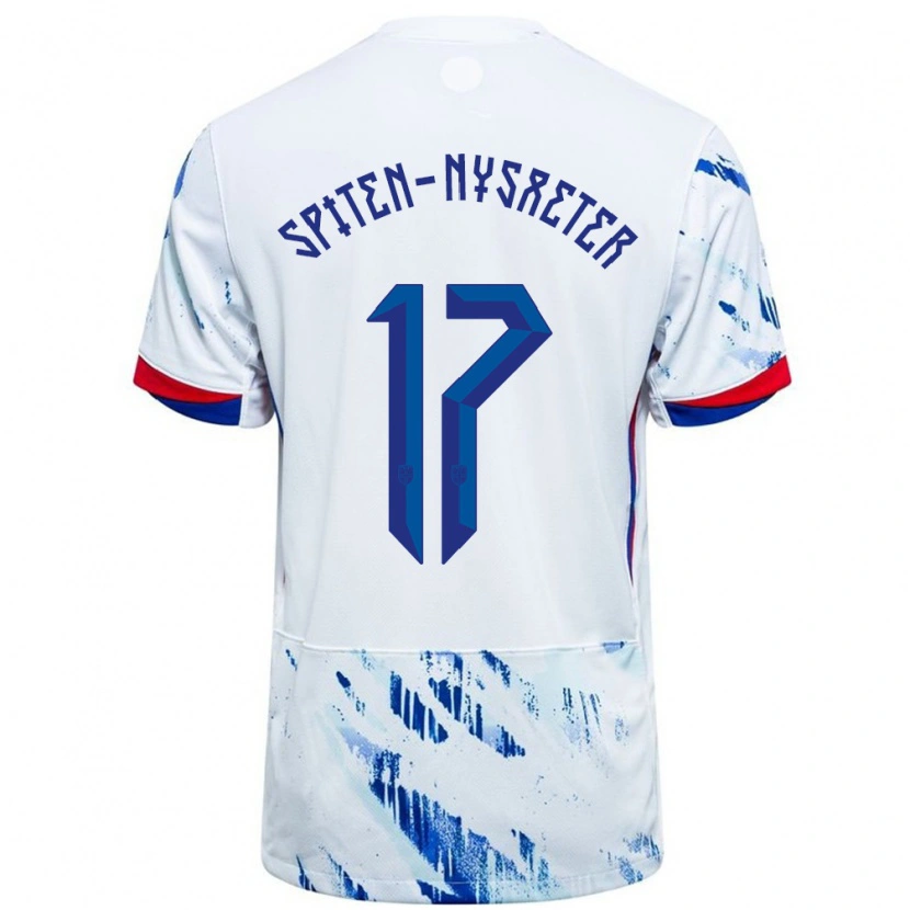 Danxen Damen Norwegen Oskar Spiten-Nysæter #17 Weiß Blau Auswärtstrikot Trikot 24-26 T-Shirt Schweiz