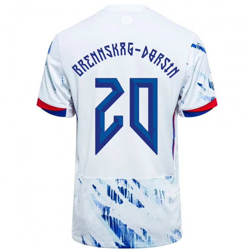 Danxen Damen Norwegen Leo Brennskag-Dorsin #20 Weiß Blau Auswärtstrikot Trikot 24-26 T-Shirt Schweiz