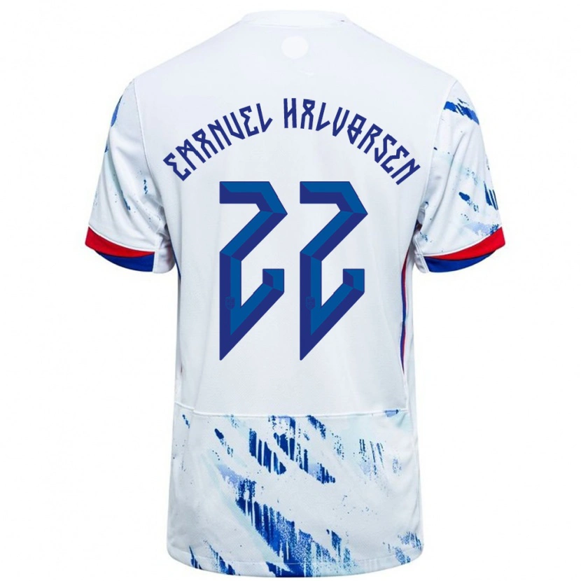 Danxen Damen Norwegen Victor Emanuel Halvorsen #22 Weiß Blau Auswärtstrikot Trikot 24-26 T-Shirt Schweiz