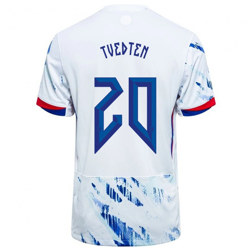 Danxen Damen Norwegen Olaug Tvedten #20 Weiß Blau Auswärtstrikot Trikot 24-26 T-Shirt Schweiz