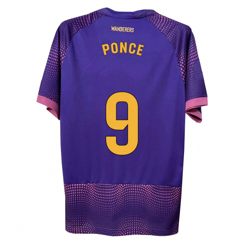 Danxen Kinder Ezequiel Ponce #9 Lila Weiß Rosa Auswärtstrikot Trikot 2026/27 T-Shirt Schweiz