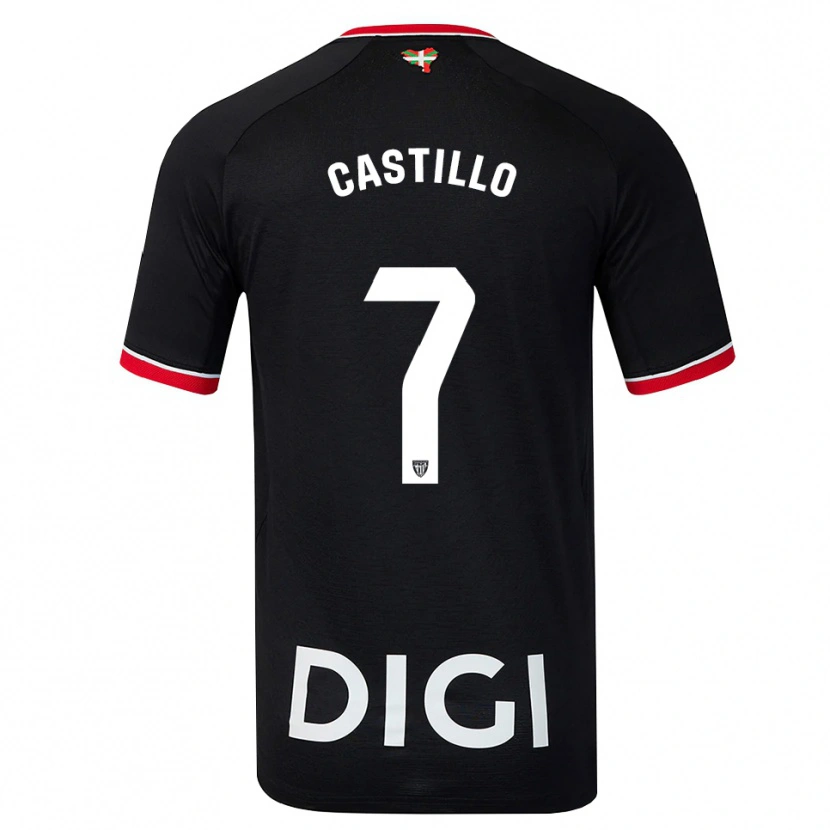 Danxen Kinder Unai Castillo #7 Schwarz Weiß Rot Auswärtstrikot Trikot 2026/27 T-Shirt Schweiz