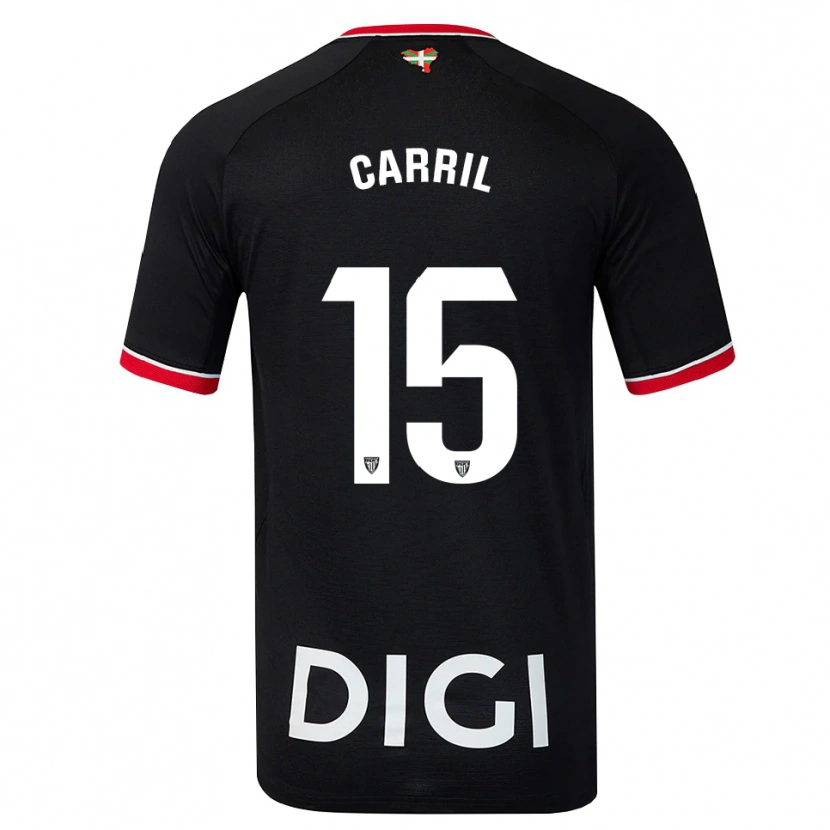 Danxen Kinder Álex Carril #15 Schwarz Weiß Rot Auswärtstrikot Trikot 2026/27 T-Shirt Schweiz